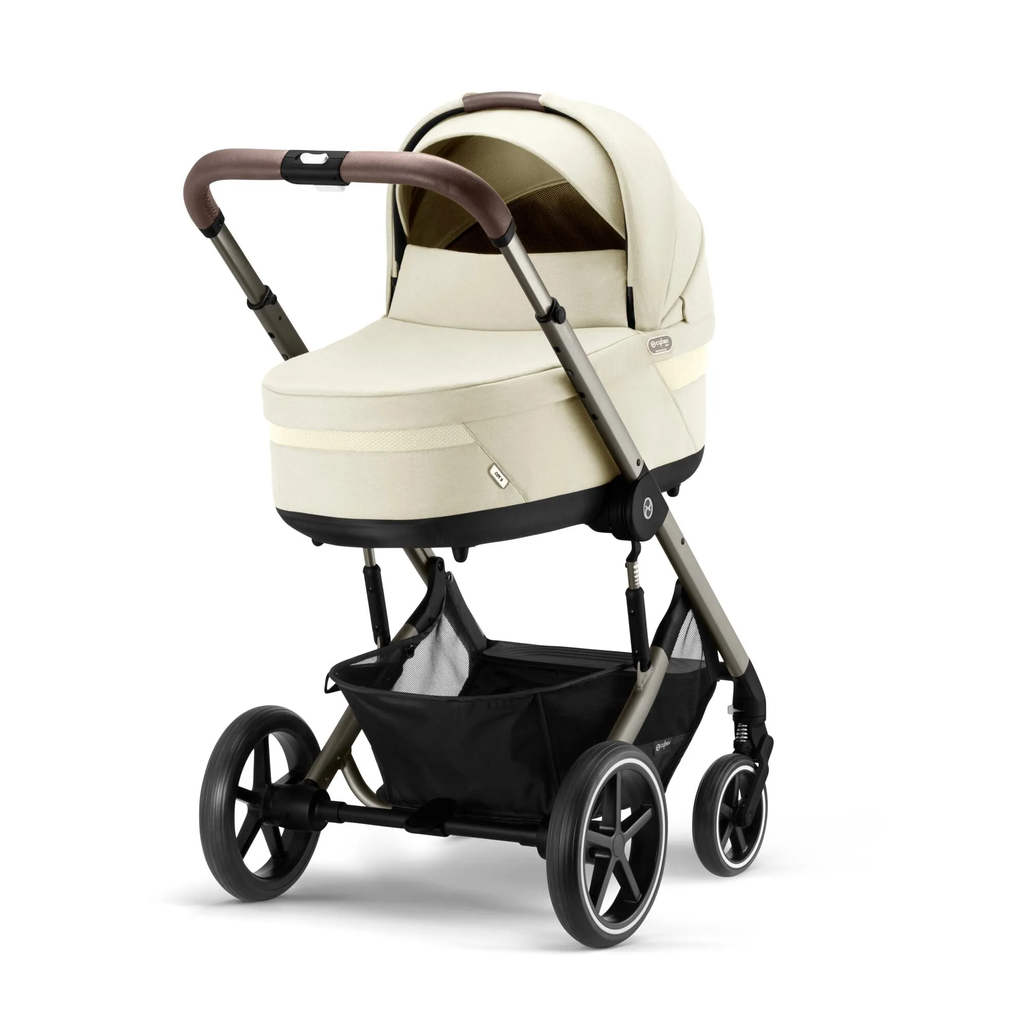 Cybex Balios S Lux Bundle with Aton B2 Car Seat & Base - Seashell Beige/Taupe Frame