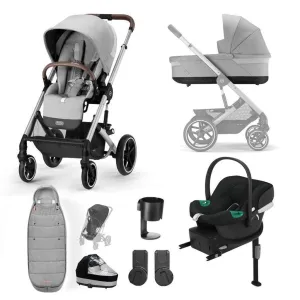 CYBEX BALIOS S Travel System Comfort Bundle with ATON B2 and Gold Footmuff - Lava Grey