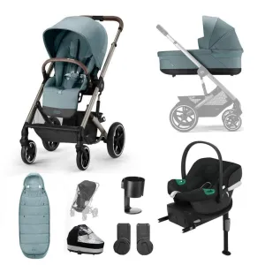 CYBEX BALIOS S Travel System Comfort Bundle with ATON B2 and Gold Footmuff - Sky Blue