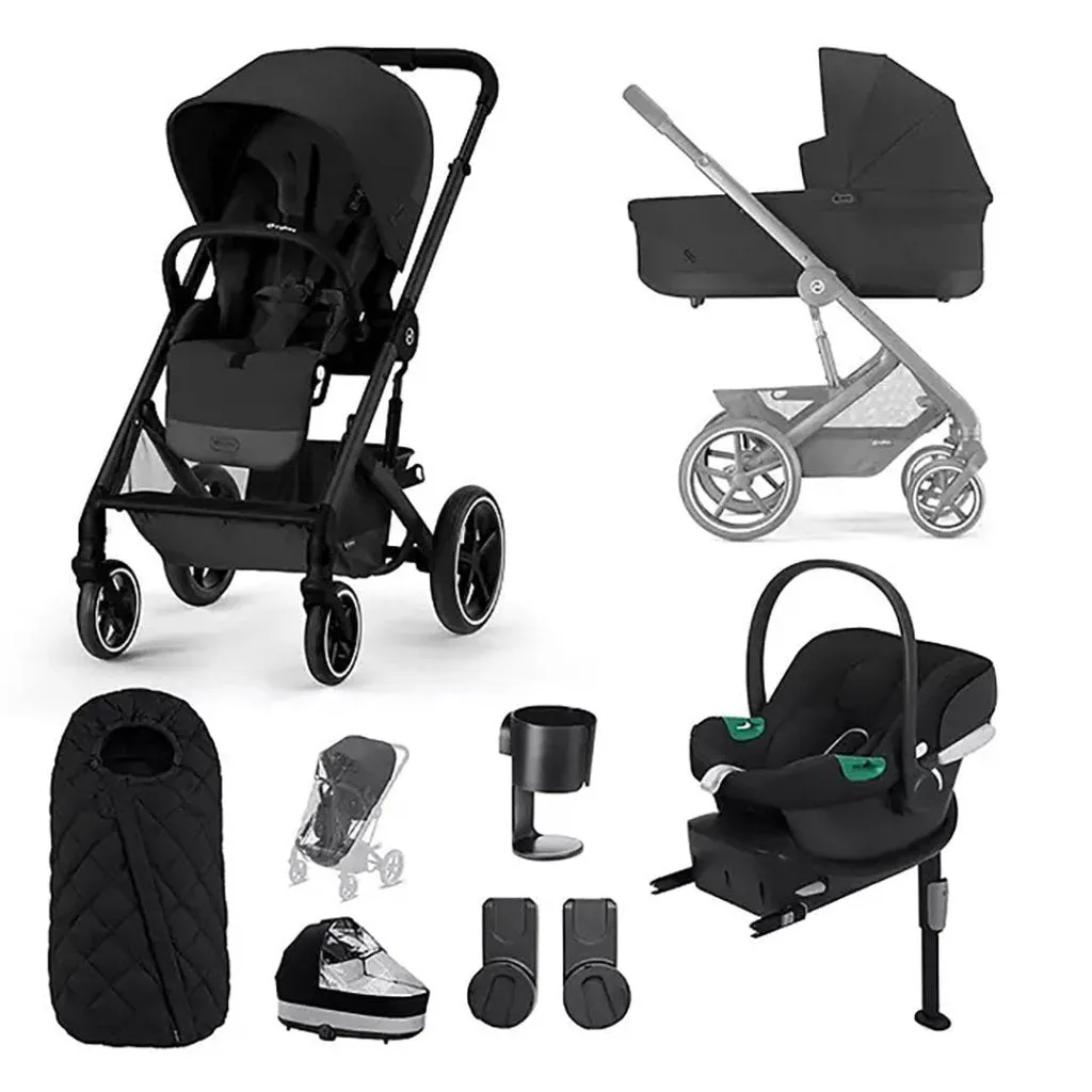 CYBEX BALIOS S Travel System Comfort Bundle with ATON B2 and Snogga - Moon Black