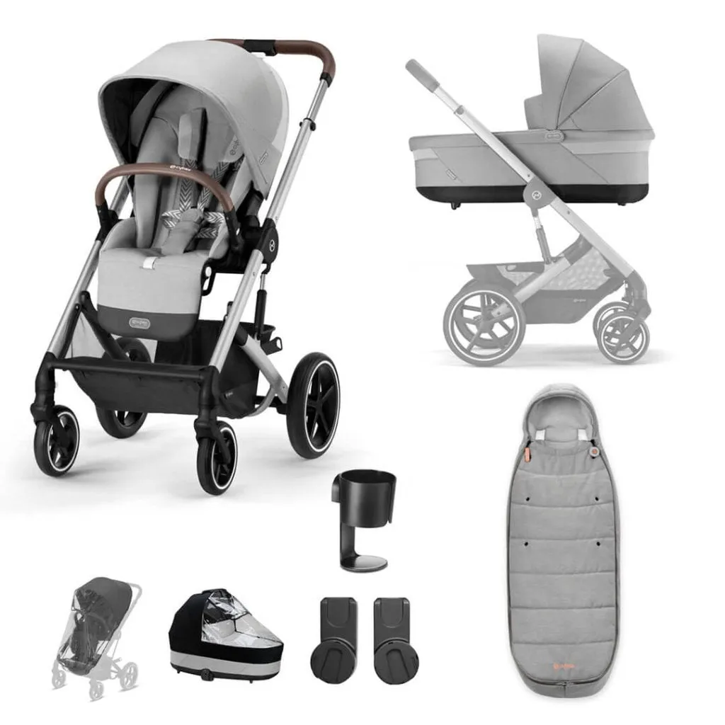 CYBEX BALIOS S Travel System Essential Bundle with Gold Footmuff - Lava Grey