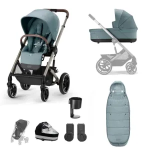 CYBEX BALIOS S Travel System Essential Bundle with Gold Footmuff - Sky Blue
