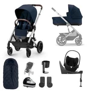 CYBEX BALIOS S Travel System Luxury Bundle with CLOUD T  and Snogga Footmuff - Ocean Blue