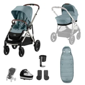 CYBEX Gazelle S Essential Bundle with Gold Footmuff - Sky Blue