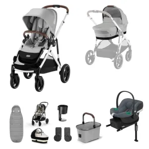 CYBEX Gazelle S Travel System Comfort Bundle With Gold Footmuff and ATON B2- Lava Grey