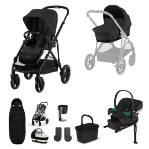 CYBEX Gazelle S Travel System Comfort Bundle With Gold Footmuff and ATON B2 - Moon Black
