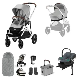 CYBEX Gazelle S Travel System Comfort Bundle With Snogga and ATON B2 - Lava Grey