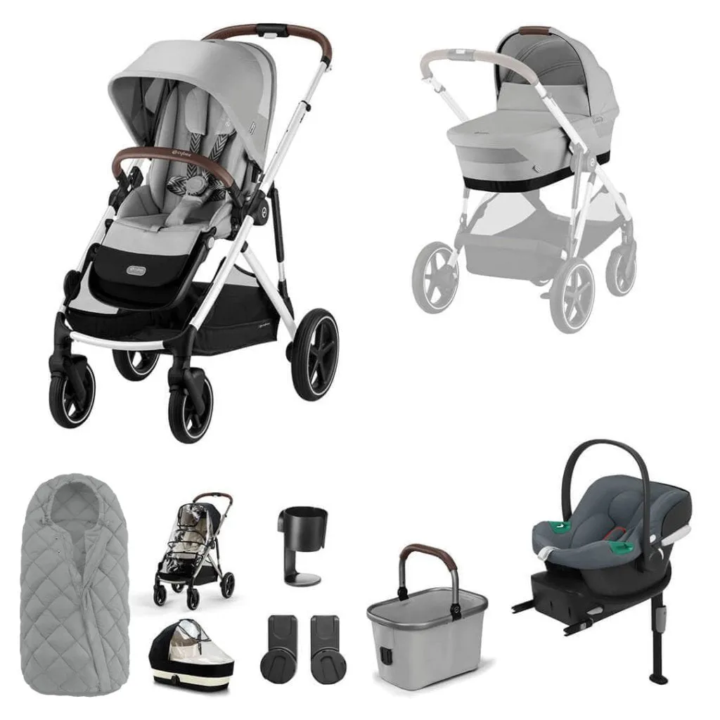 CYBEX Gazelle S Travel System Comfort Bundle With Snogga and ATON B2 - Lava Grey