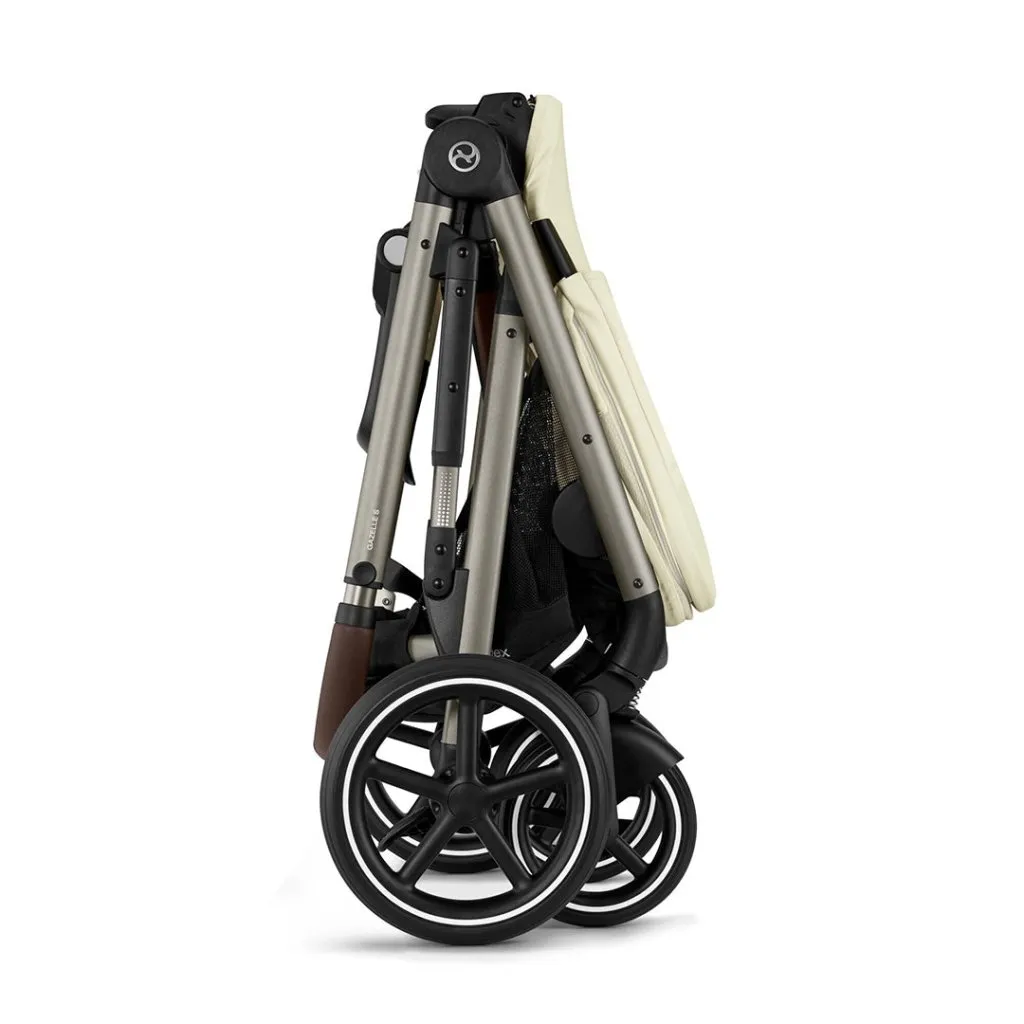CYBEX Gazelle S Travel System Luxury Bundle With Snogga and CLOUD T - Seashell Beige
