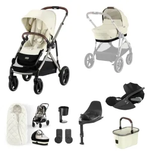 CYBEX Gazelle S Travel System Luxury Bundle With Snogga and CLOUD T - Seashell Beige