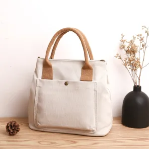 Cyflymder Mini Tote Bags For Women Simple Fashion Canvas Black Shoulder Messenger Bag Plain Color Multi Pockets Handbags Bolso Mujer