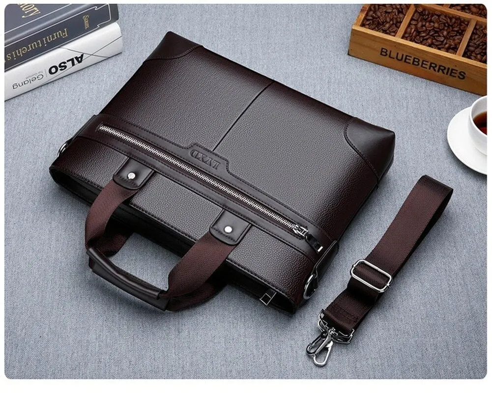 Cyflymder New Design Laptop Bags for Men Luxury Soft Leather Business Tote Retro Briefcase Shoulder Messenger Bag Laptop Bags 14 Inch