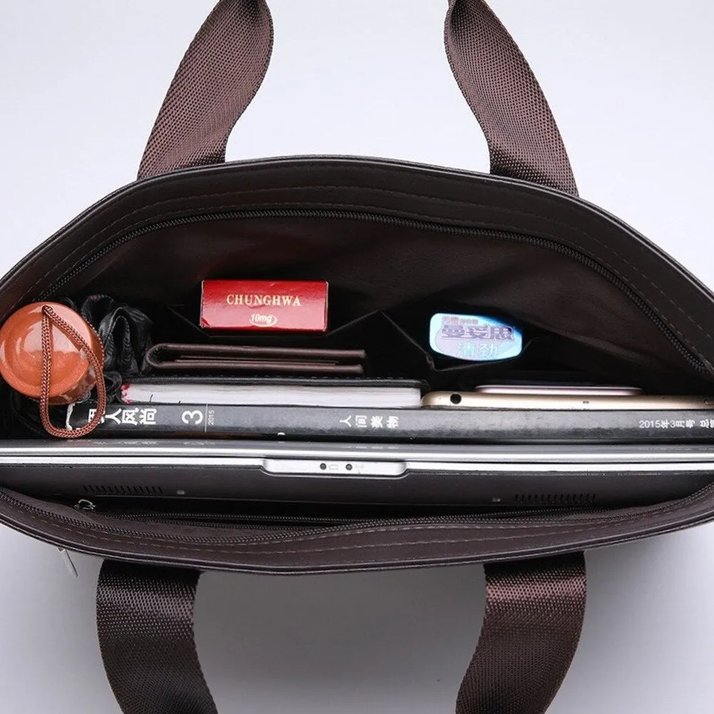 Cyflymder New Design Laptop Bags for Men Luxury Soft Leather Business Tote Retro Briefcase Shoulder Messenger Bag Laptop Bags 14 Inch