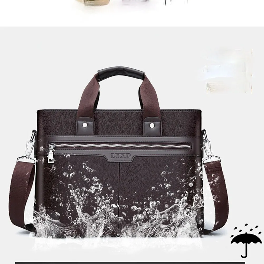 Cyflymder New Design Laptop Bags for Men Luxury Soft Leather Business Tote Retro Briefcase Shoulder Messenger Bag Laptop Bags 14 Inch