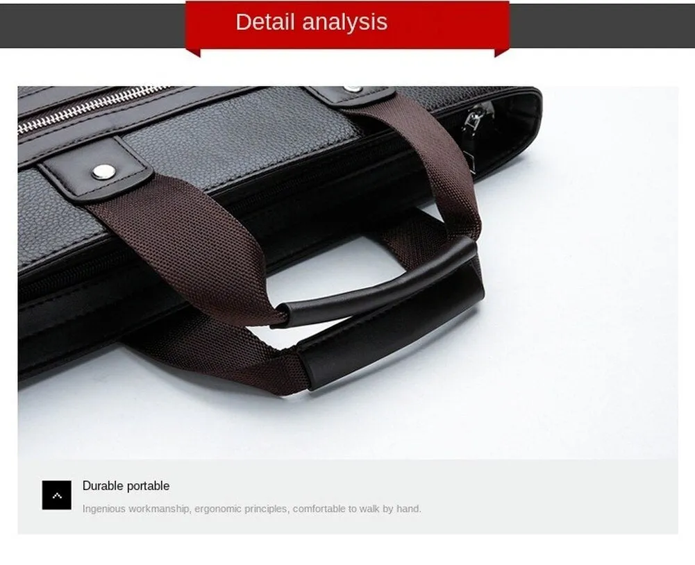 Cyflymder New Design Laptop Bags for Men Luxury Soft Leather Business Tote Retro Briefcase Shoulder Messenger Bag Laptop Bags 14 Inch