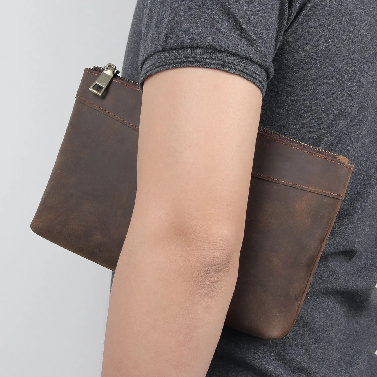 Cyflymder New Men's Handbag Day Clutches Bags for Phone High Quality Genuine Leather Long Wallet RFID Clutch Bag Large Capacity Male