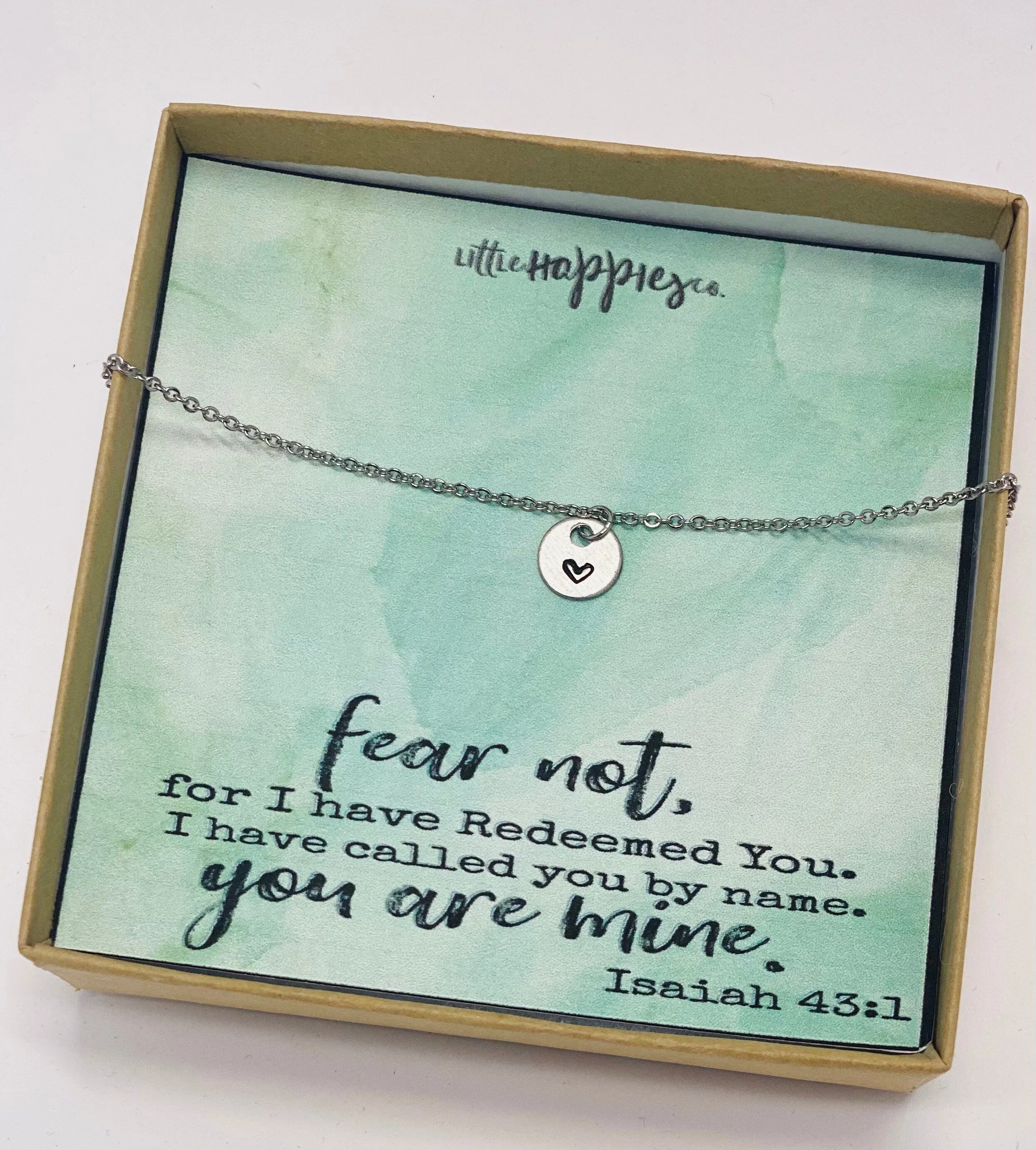 Dainty heart necklace, Fear not, Encouragement gift, Cancer, Christian jewelry, Religious scripture bible verse, Inspiration gift
