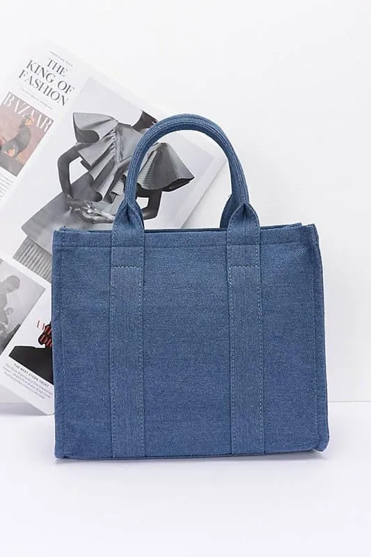 Dark Denim Convertible Small Tote Bag