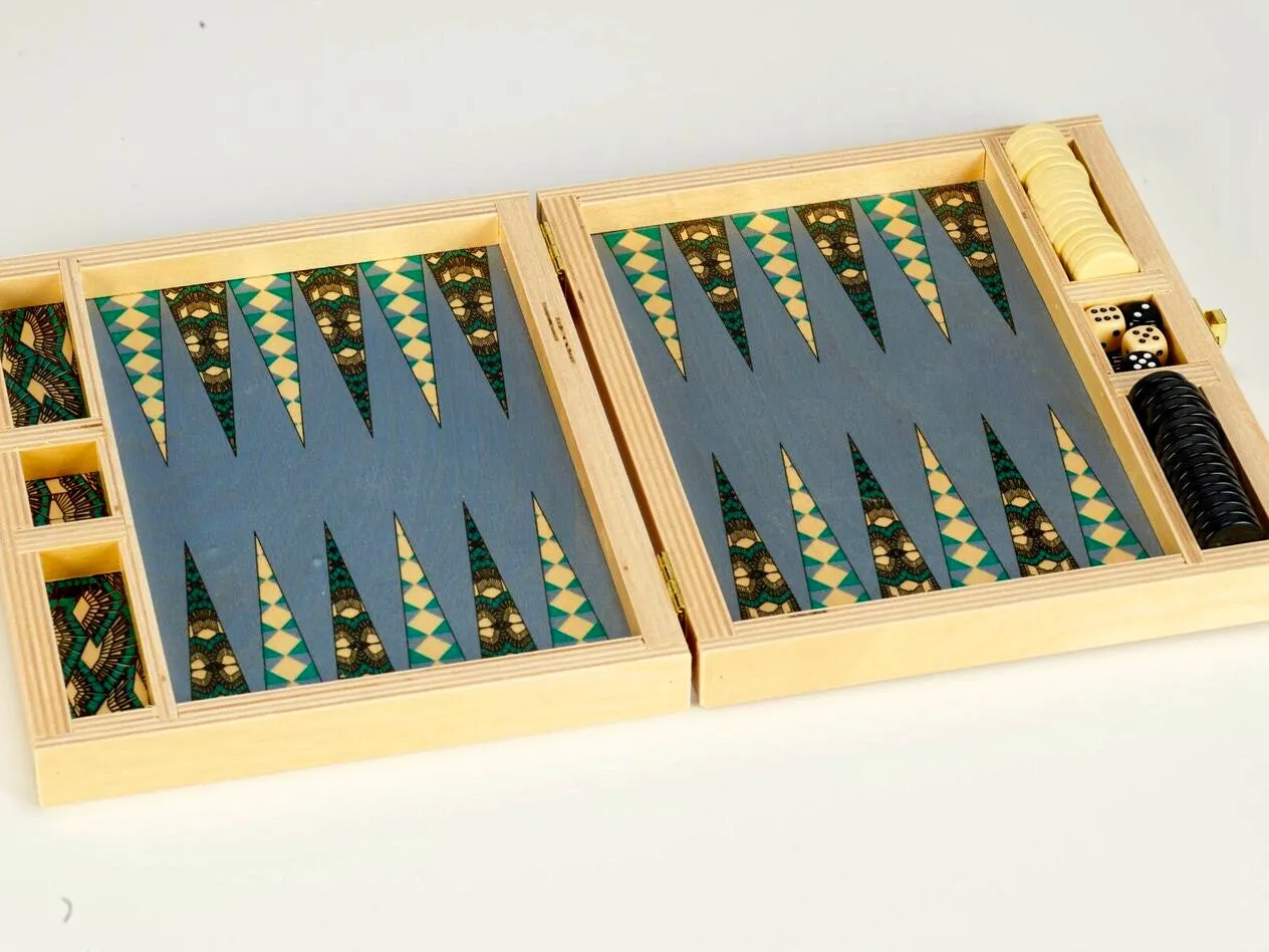 Deco Teal Backgammon Set
