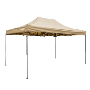 Dellonda Premium 3 x 4.5m Pop-Up Gazebo, Heavy Duty, PVC Coated, Water Resistant Fabric, Supplied with Carry Bag, Rope, Stakes & Weight Bags - Beige Canopy