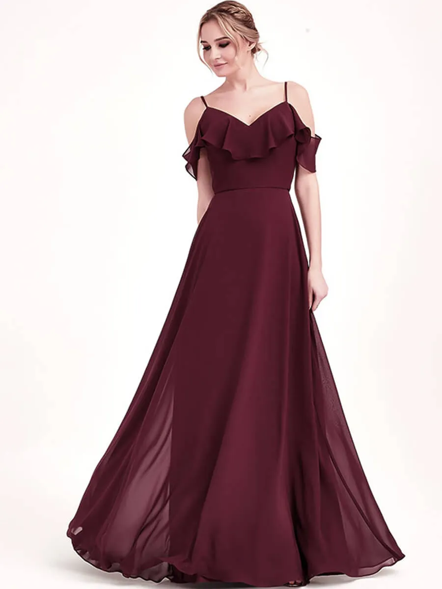 Desert Rose Chiffon Flounced 1 Of 3 Ways Convertible Bridesmaid Gown