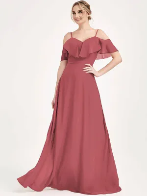 Desert Rose Chiffon Flounced 1 Of 3 Ways Convertible Bridesmaid Gown