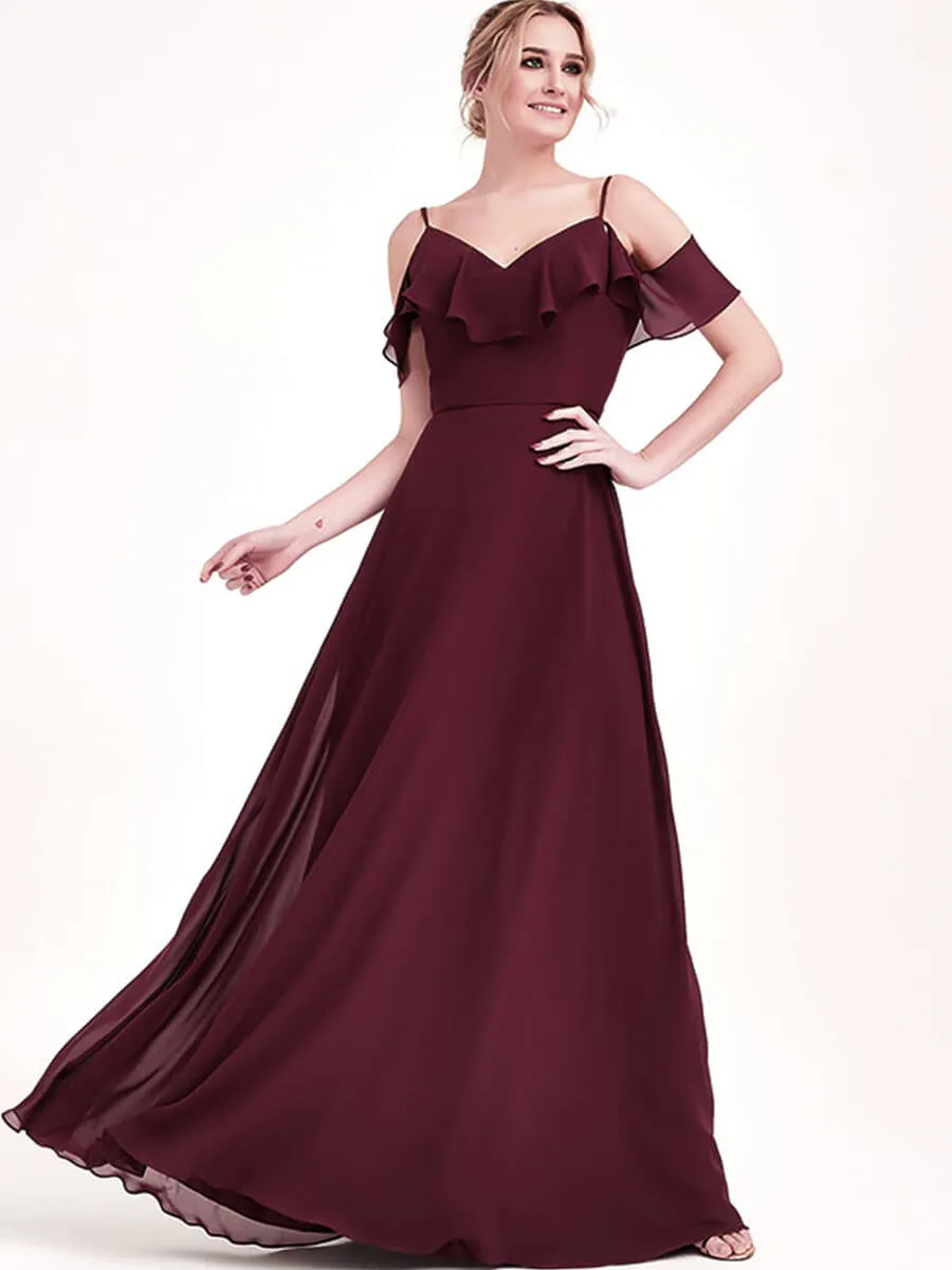 Desert Rose Chiffon Flounced 1 Of 3 Ways Convertible Bridesmaid Gown