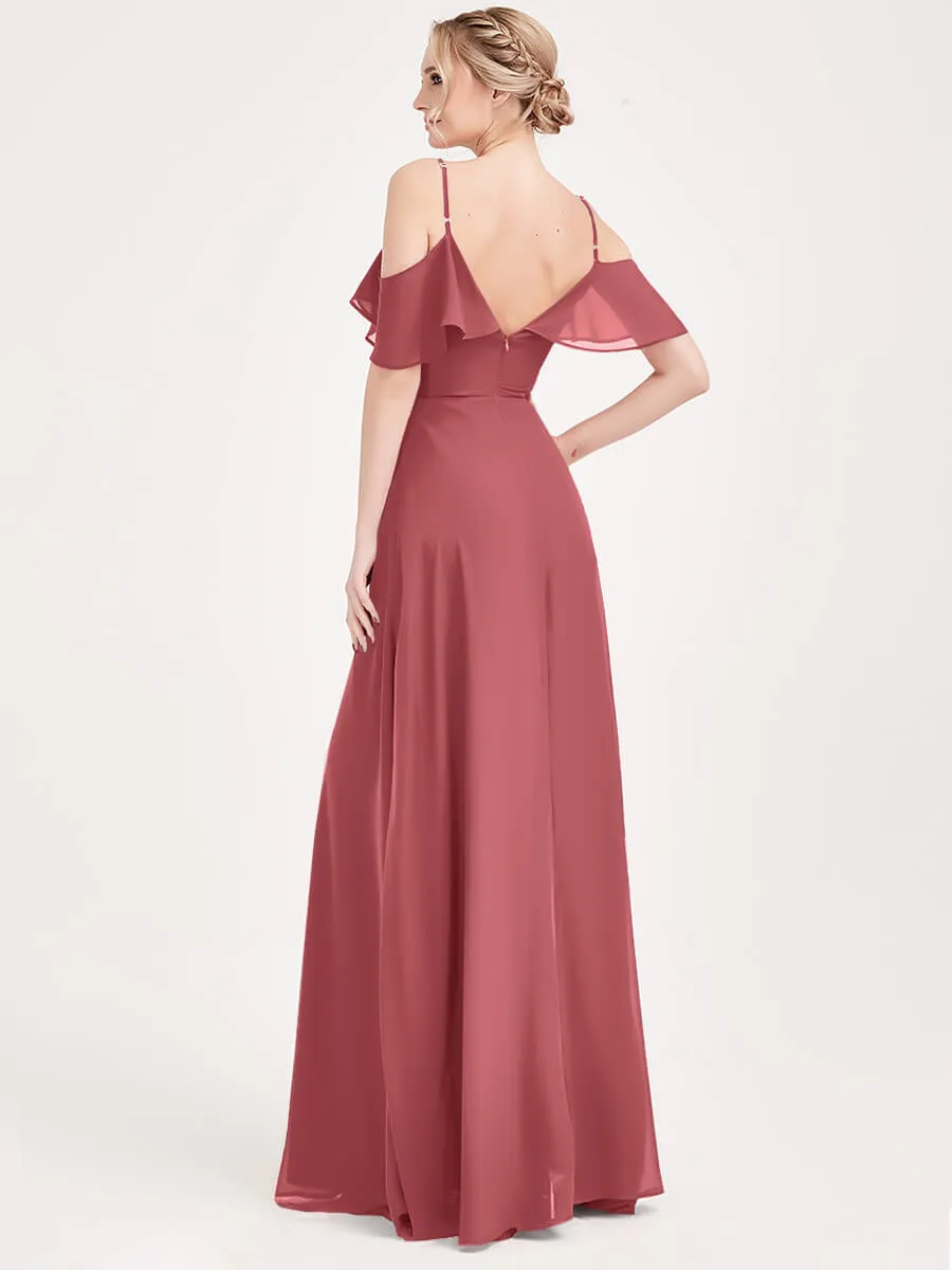 Desert Rose Chiffon Flounced 1 Of 3 Ways Convertible Bridesmaid Gown