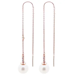 Diamond Pearl Threader Earrings