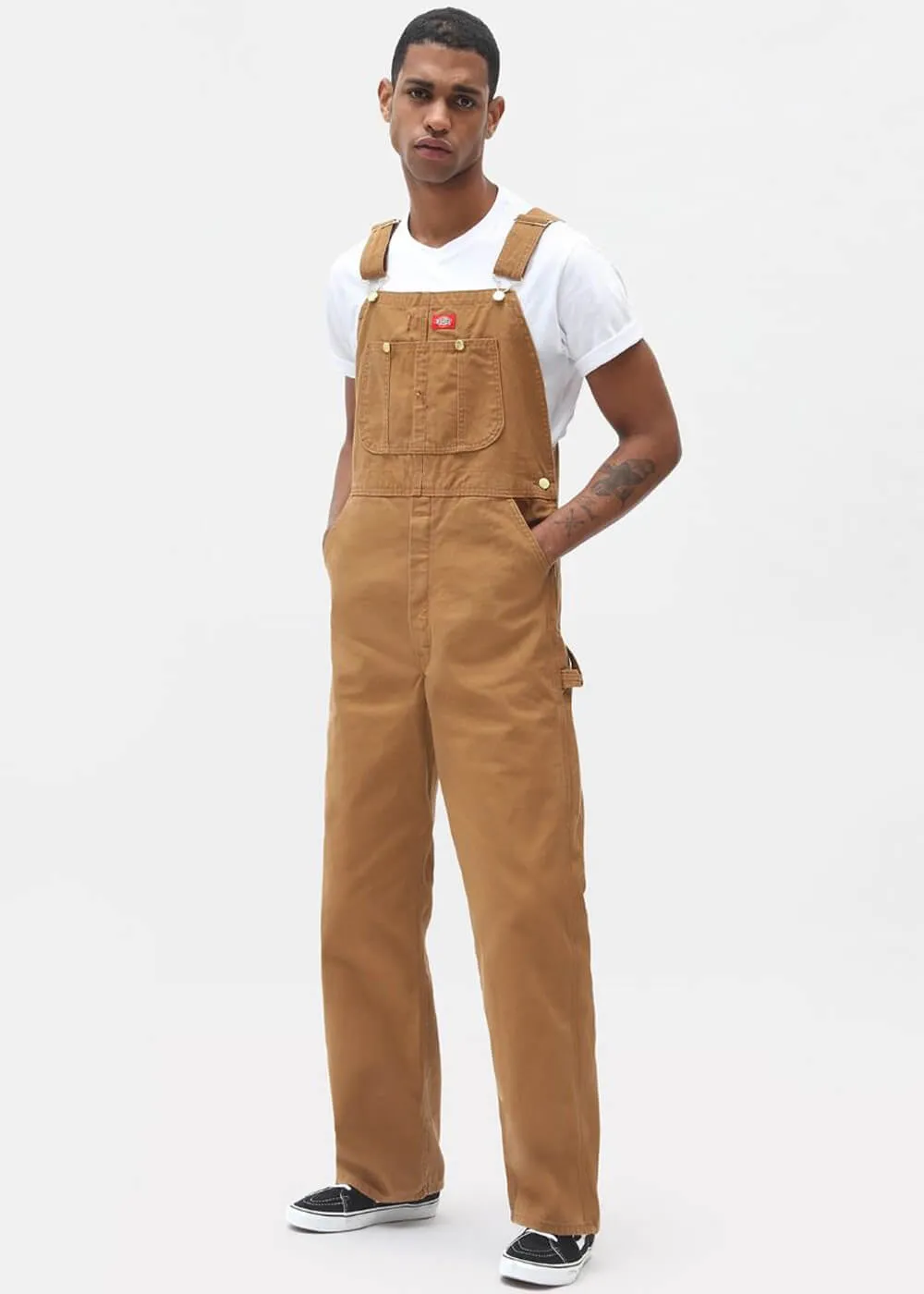 Dickies Men's Canvas Bib Dungarees Brown