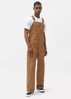 Dickies Men's Canvas Bib Dungarees Brown