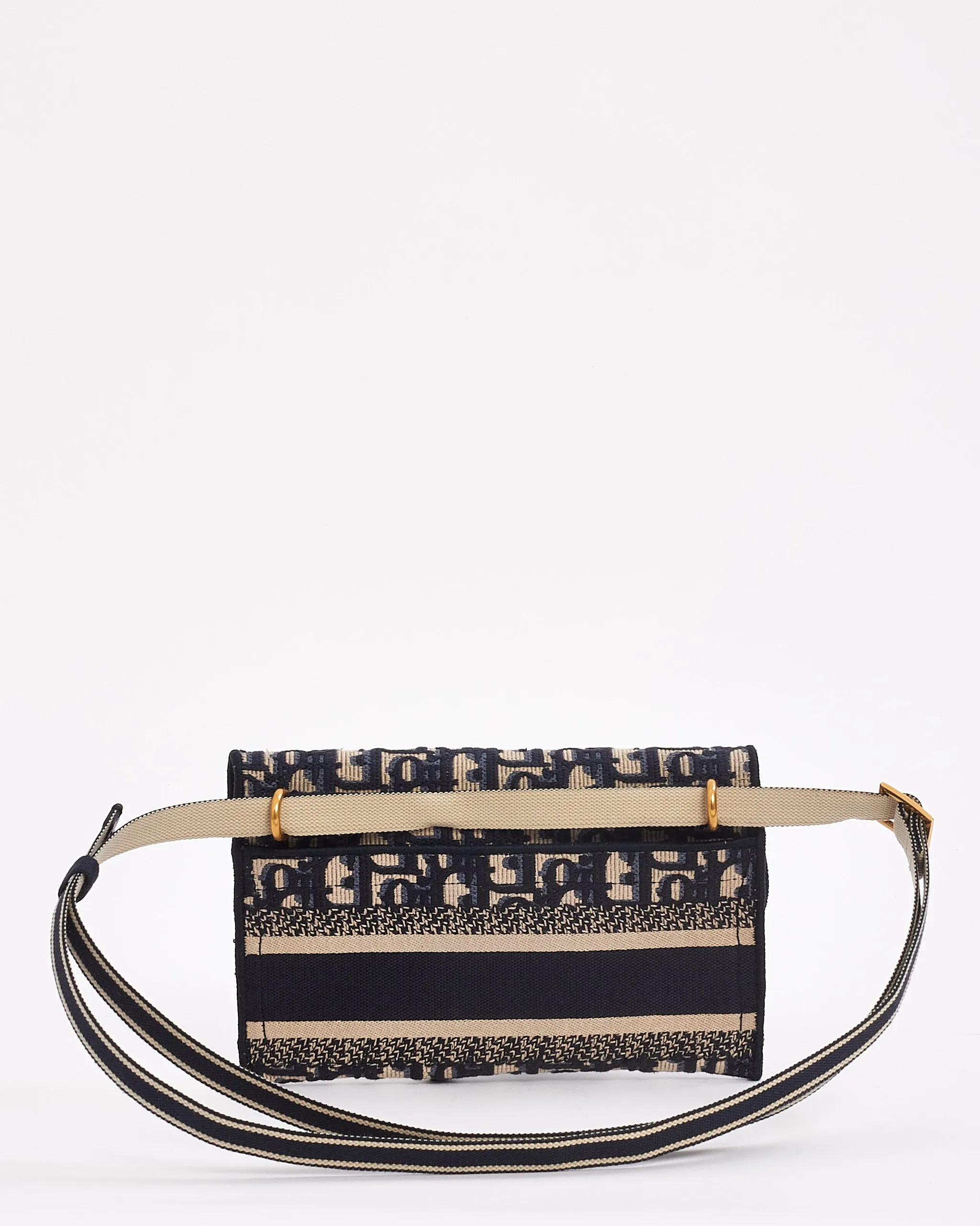 Dior Blue Oblique Canvas Slim Saddle Pouch Belt Bag