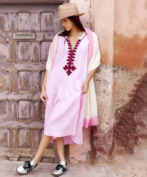 Dipped Cashmere Wrap – Ivory with Pink