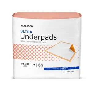 Disposable Underpad McKesson Ultra 30 X 36 Inch Fluff / Polymer Heavy Absorbency