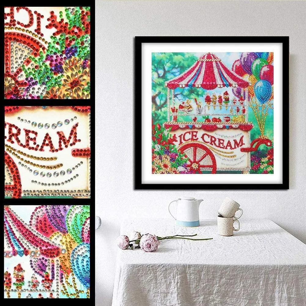 DIY 5D Diamond Art Full Drill Embroidery Painting Kit | Home Wall Art Décor | Colorful Ice Cream | 11.8×11.8" | The Perfect Relaxation Gift