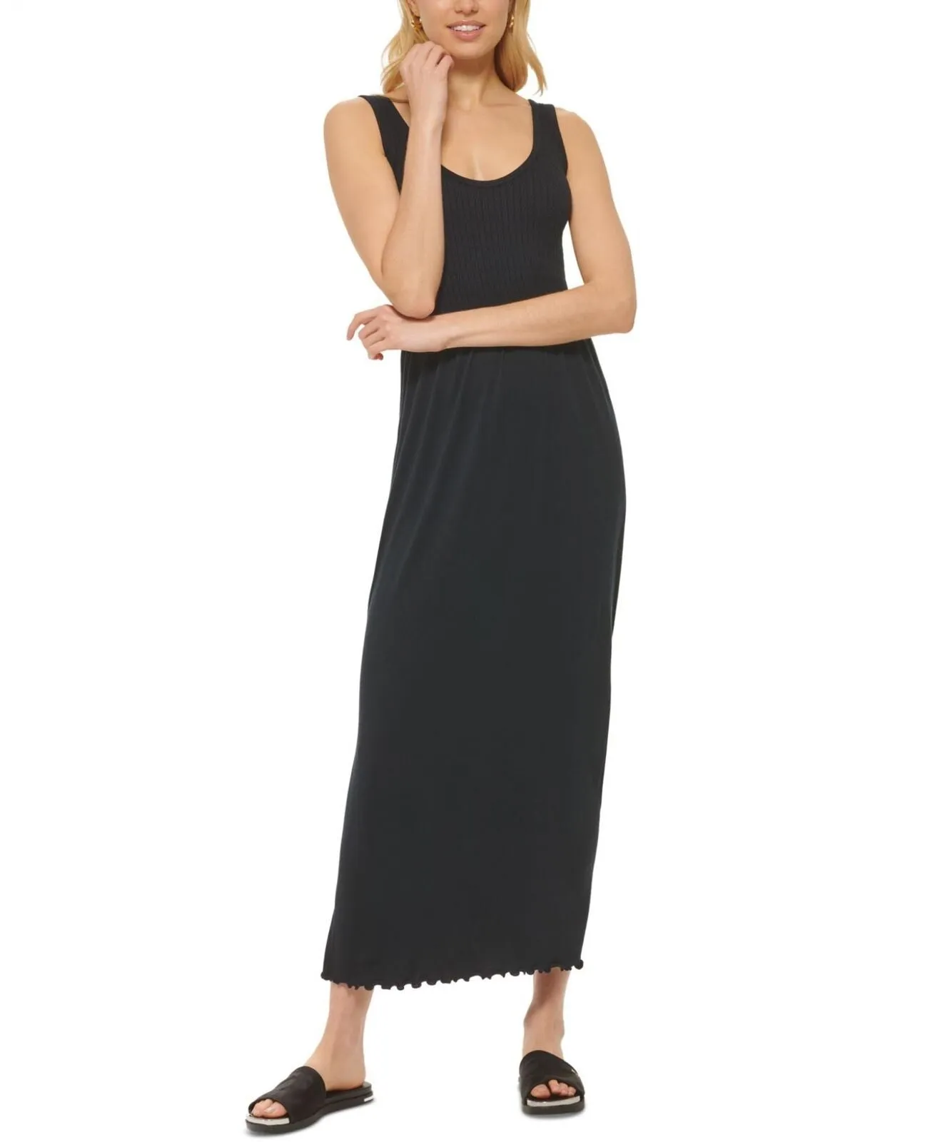 Dkny Jeans Women's Stitch-Yoke Maxi Dress E22HAB34 Black XS