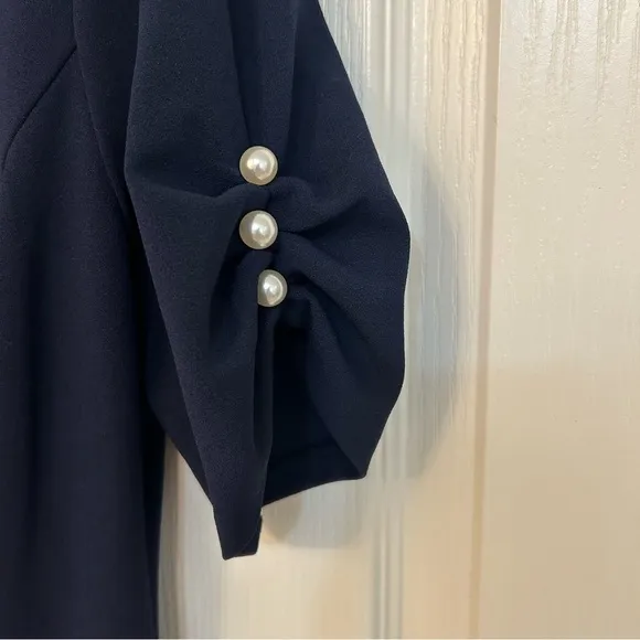 DKNY Pearlized beads Embellished Knee-Length Sheath Dress in Navy Blue Size 4