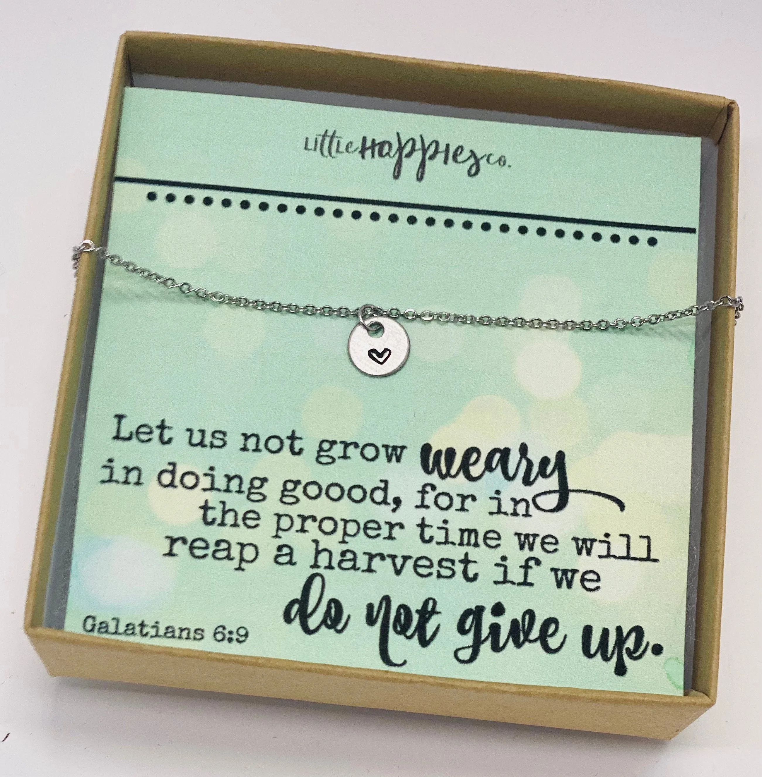 Do not grow weary, Encouragement gift, Heart necklace, Missionary gift, Church staff gift, Thank you gift, Christian gift, Christian jewelry