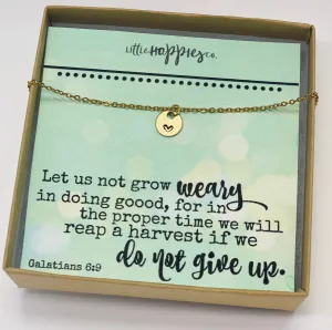 Do not grow weary, Encouragement gift, Heart necklace, Missionary gift, Church staff gift, Thank you gift, Christian gift, Christian jewelry