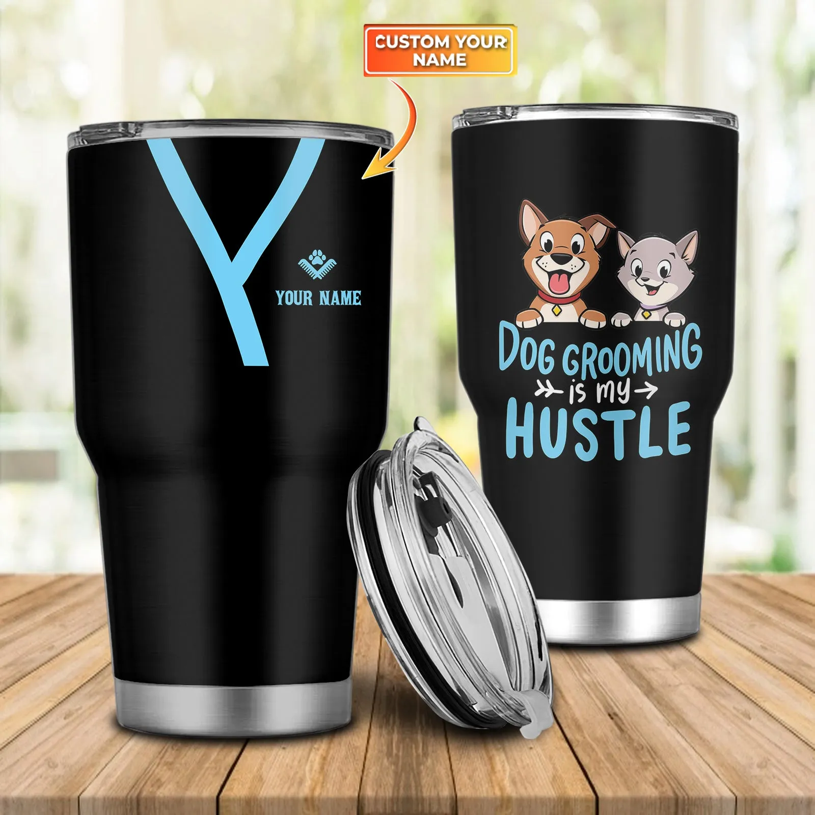 Dog Grooming Is My Hustle - Dog Groomer Pet Groomer Uniform Pink Salon Pet 655 - Personalized Tumbler - NA93