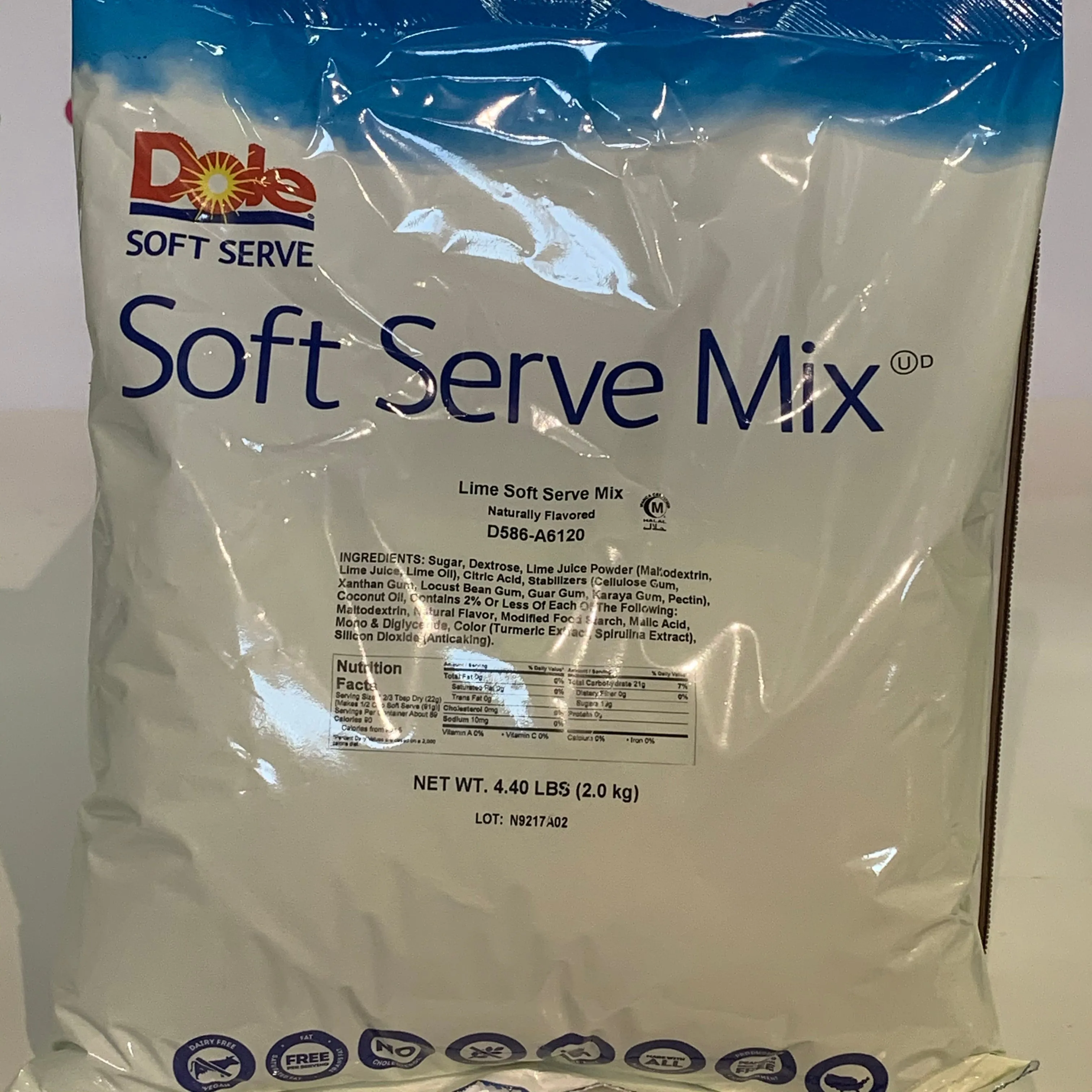Dole Lime Soft Serve Mix - 4.4 Lbs. Bag - Case (4 X 4.4lb Bags)