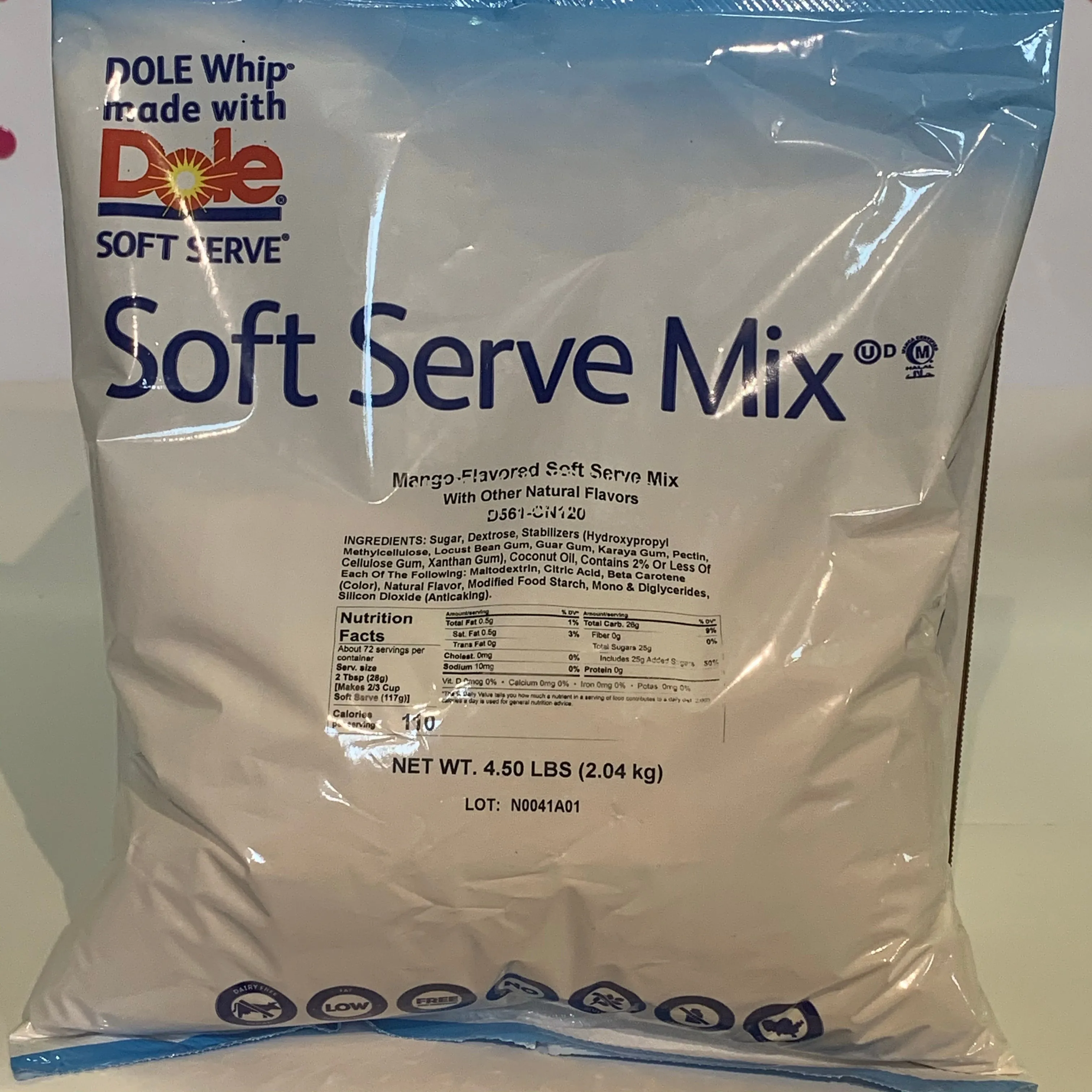 Dole Mango Soft Serve Mix - 4.4 Lbs. Bag - Case (4 X 4.4lb Bags)
