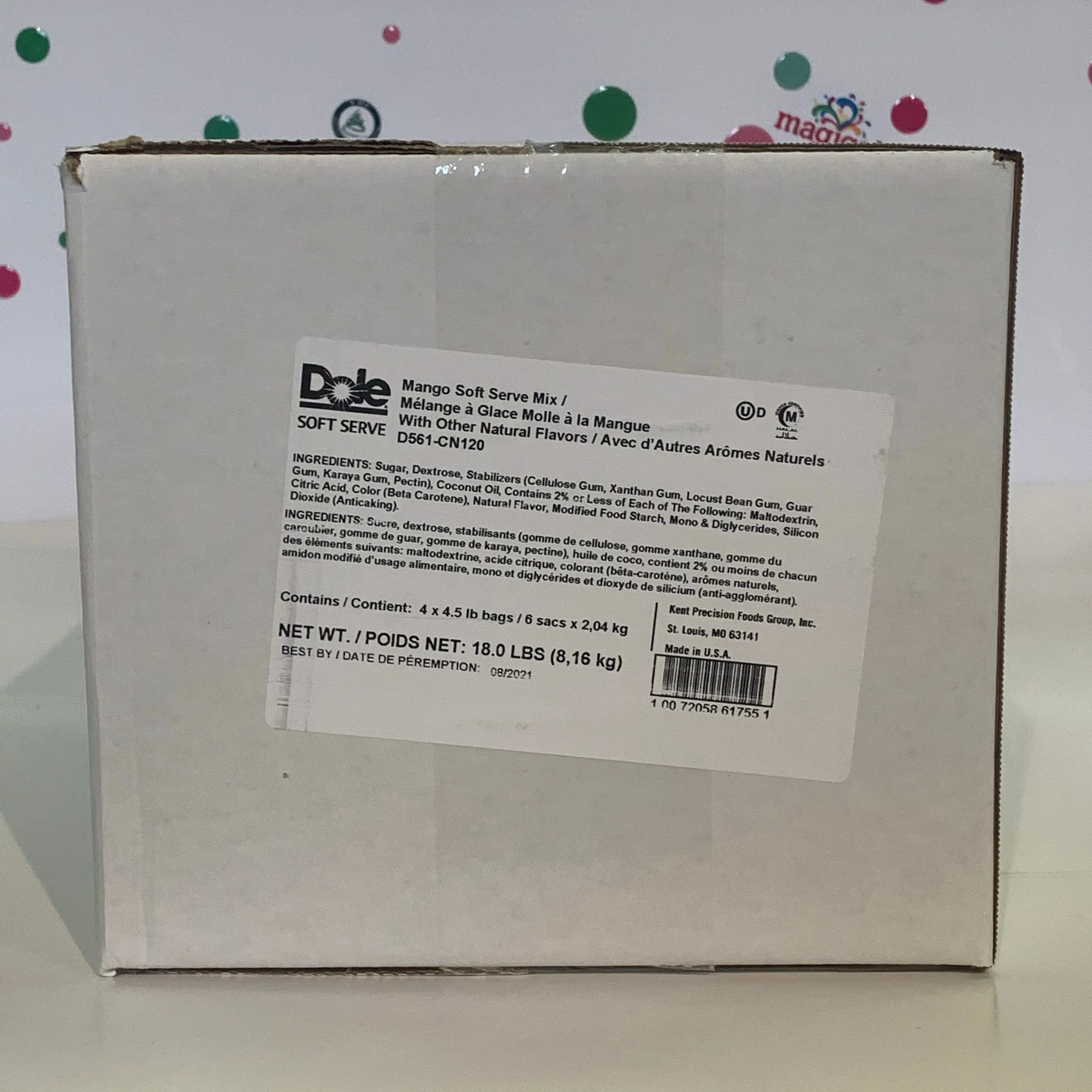 Dole Mango Soft Serve Mix - 4.4 Lbs. Bag - Case (4 X 4.4lb Bags)