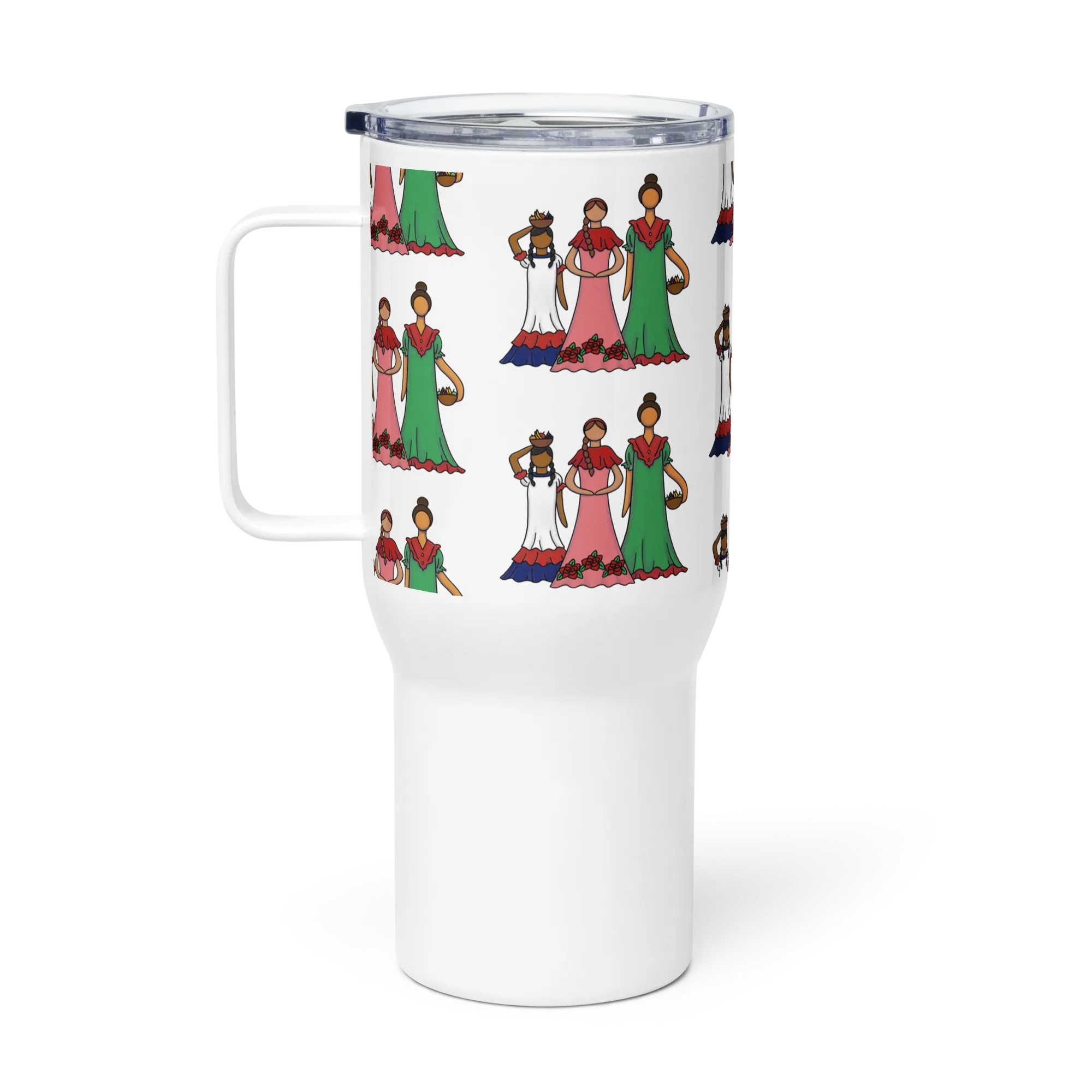 Dominican Faceless Dolls Travel mug with a handle