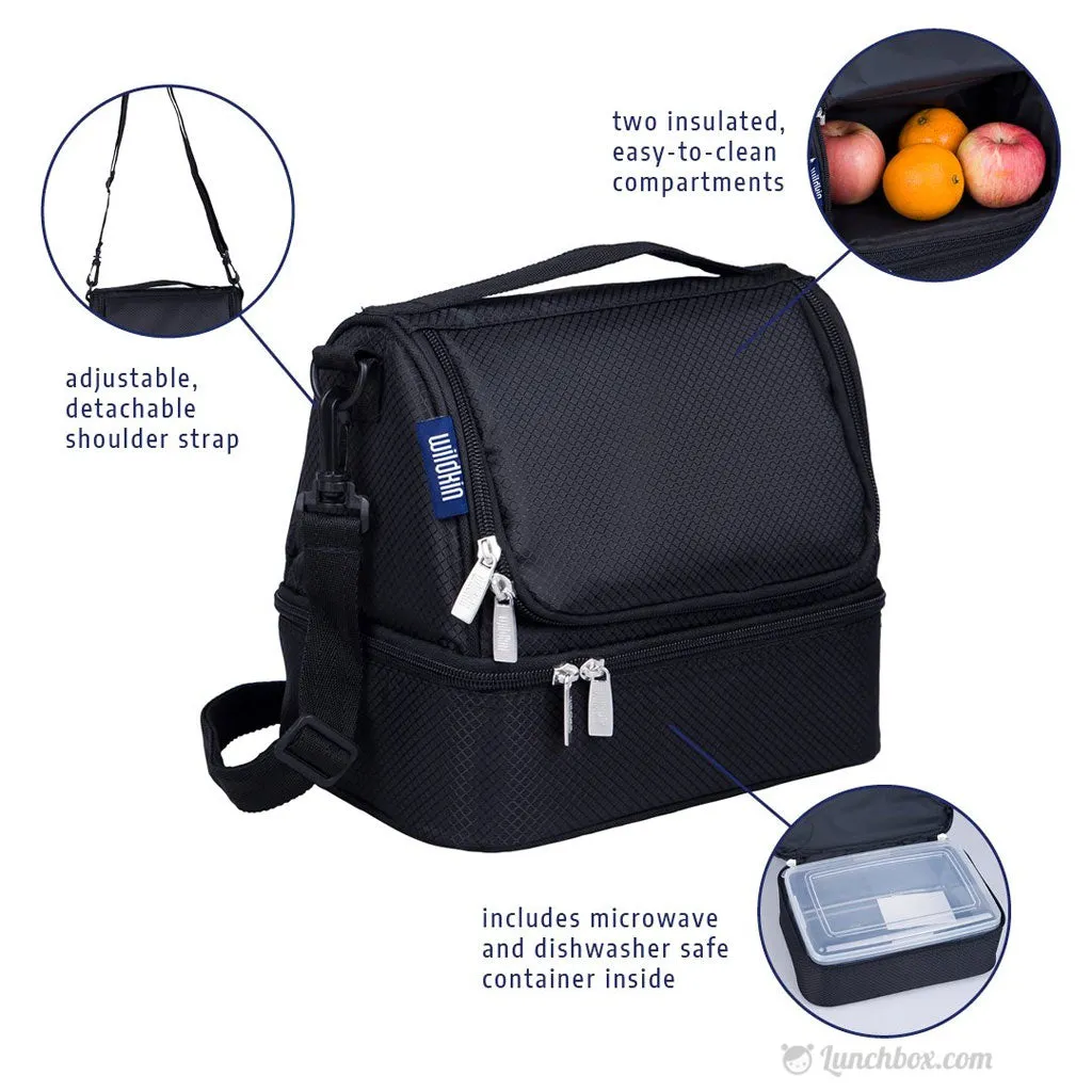 Double Decker Lunch Box - Diamond Weave Black