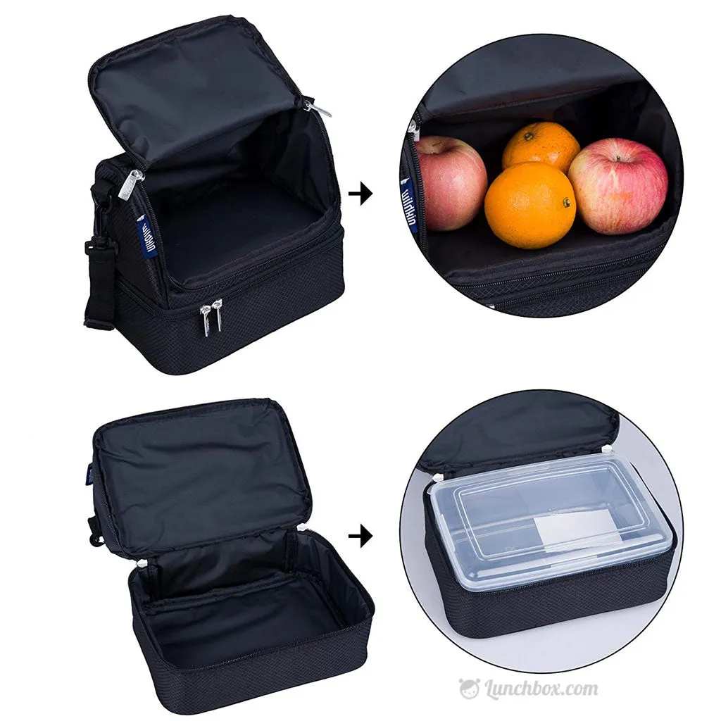 Double Decker Lunch Box - Diamond Weave Black