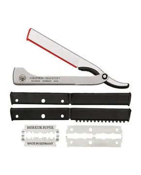 DOVO Shavette Replaceable Blade Straight Razor, Silver Aluminum Handle