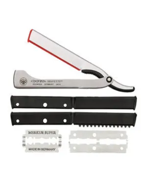 DOVO Shavette Replaceable Blade Straight Razor, Silver Aluminum Handle