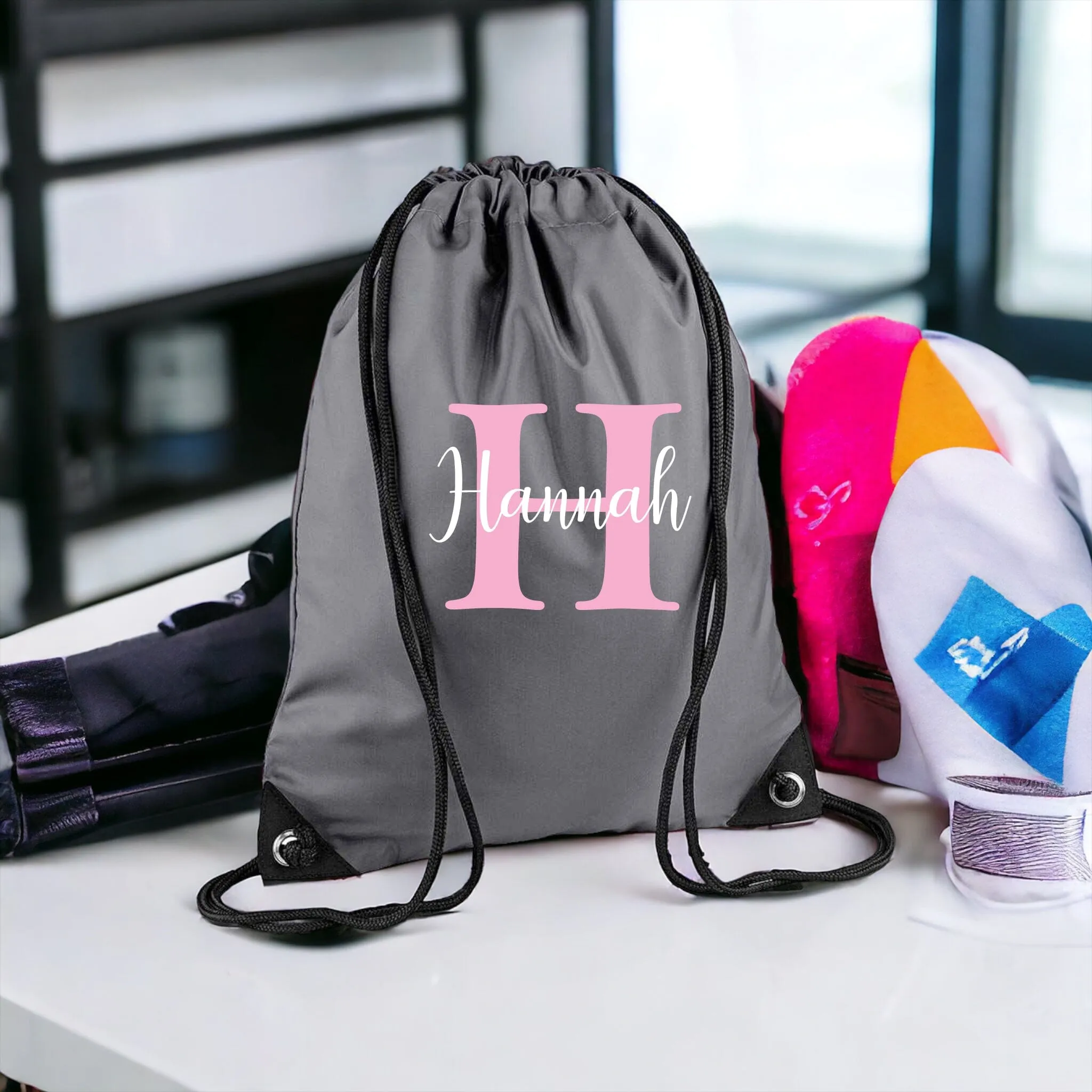 Drawstring Bag Personalised with Name & Initial