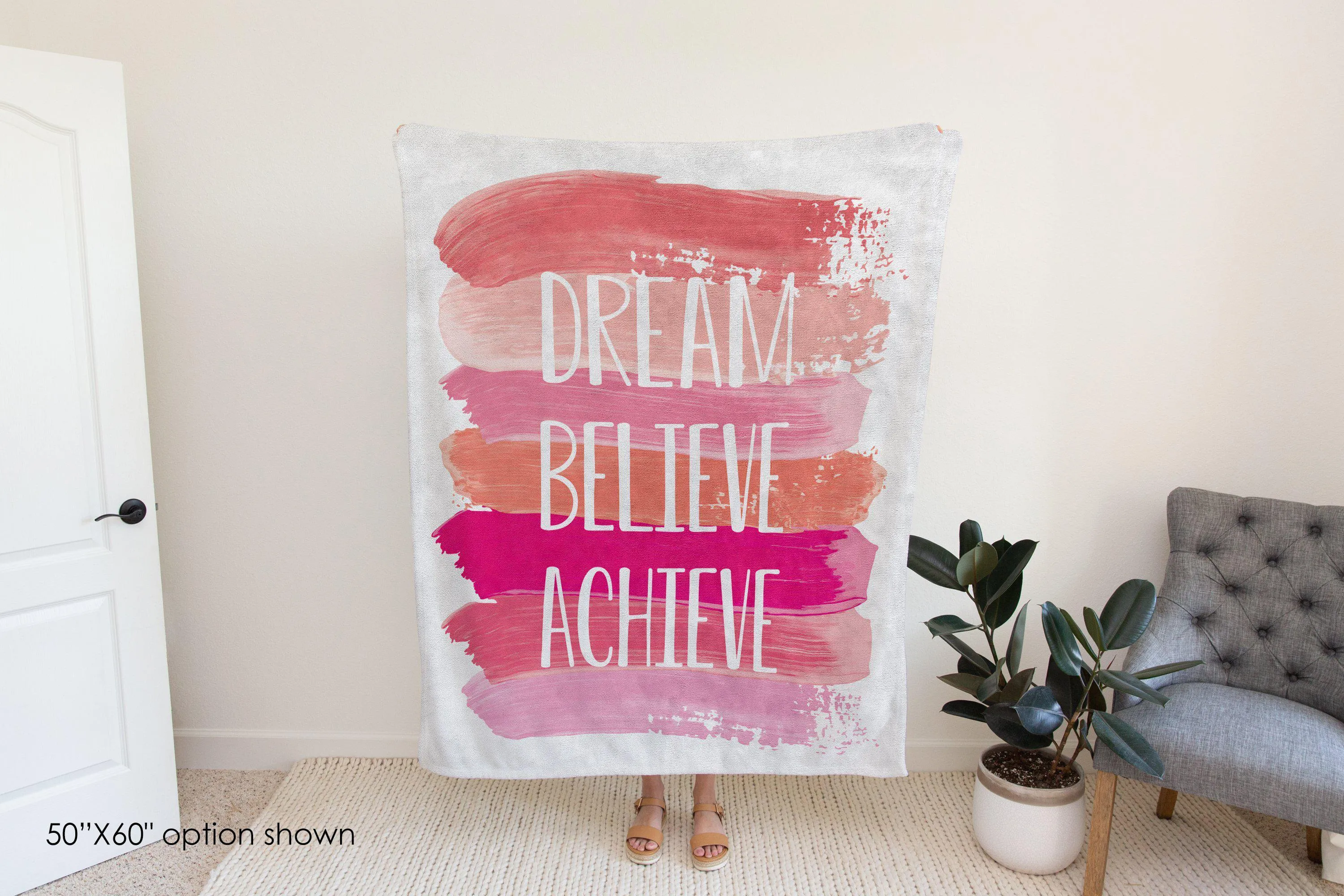 Dream Believe Achieve Inspirational Blanket